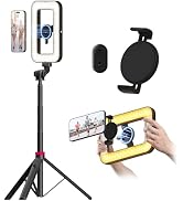 Magnetic Ring Light with Stand and Phone Clip, 62" Tripod for iPhone with Light, 6000mAh Phone Tr...