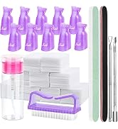 FANDAMEI Nail Polish Gel Remover Tools Kit, 10 Pcs Purple Nail Clips, 100ml Nail Polish Remover B...