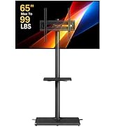 Perlegear Floor TV Stand Black 60inch PGFLS35B-US | 3 Height Settings, Extra-Stable Anti-Tip Feet...