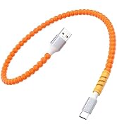 AHFYCIH 60W Beaded USB A to USB C Carplay Cable 1FT Short for iPhone 17 Pro Max 16 15,45W 40W 3A ...