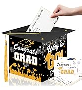 Large Graduation Card Box 2024, Graduation Gift Box with Hats 12pcs & 2 Styles Graduation Cards 2...