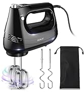 GUALIU Electric Hand Mixer with Stainless Steel Whisk, Dough Hook Attachment and Storage Bag, Han...