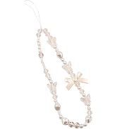 BWESOO Beaded Phone Charm Strap Mobile Lanyard Wrist Strap Creative Bowknot Pearl Beads Phone Cha...