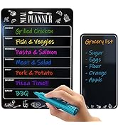 Dry Erase Magnetic Menu for Refrigerator & Grocery Shopping List - Magnet Fridge Menu Blackboard ...