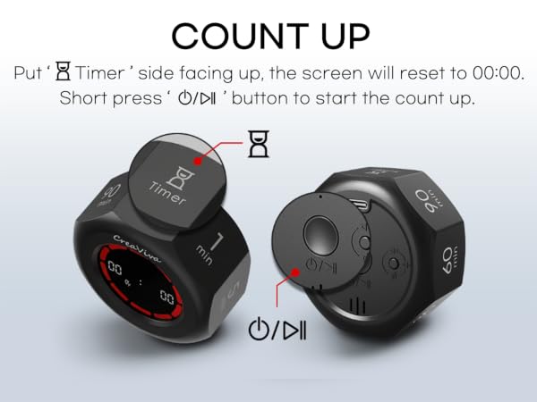 Creaviva digital visual pomodoro cube timer count up