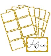 Gold Name Tags,2"x 3" Name Tag Stickers with Gold Border 200 Pcs Adhesive Name Tags Sticker Name ...