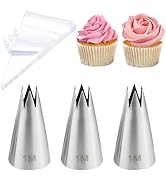 FATUXZ 3 Pieces Large 1M Piping Tips, Piping Bags and Tips Set with 20 Disposable Piping Bags for...
