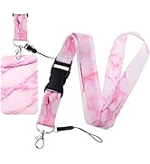 Cute Aesthetic Lanyard with ID Badge Holder for Women Girl Teacher Breakaway Marble Keychain Lany...