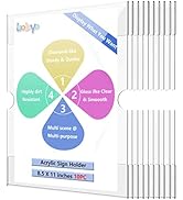 Boloyo Wall Mount Acrylic Sign Holder with Adhesive Tape , 8.5 x 11 inch Acrylic Sign Display No ...