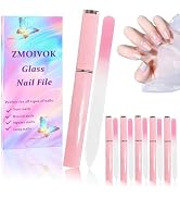 6 Pack Glass Nail File with Case, Professional Nail Files for Natural Nails, Double Sided Crystal...