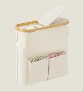 StorageWorks Toilet Paper Storage with Dual Flip Lids, Toilet Paper Holder Basket with Side Pocke...