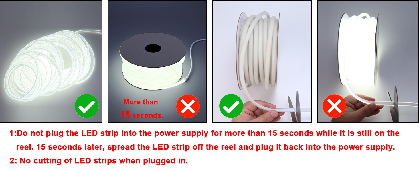 AC 110V COB LED Strip Light Outdoor Waterproof 65.6ft, LED Rope Light Flexible Cuttable for Bedroom
