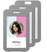 Uniclife ID Badge Holder with Double-Sided Windows Vertical Hard Plastic Case Grey Card Protector...