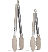 EEKEDO Tongs for Cooking, 600ºF High Heat-Resistant Stainless Steel Kitchen Tongs with Silicone T...