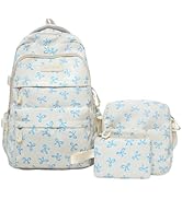 CEUTNIZ Cute Bow Backpack Kawaii Coquette Backpack Preppy Laptop Rucksack Cute Nylon Backpacks 3P...