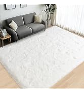 Lairep Large Area Rugs for Living Room Bedroom, 4x6 Feet Ivory Fluffy Shag Rugs, Ultra Soft Shagg...