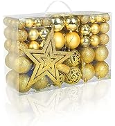 Naler 101pcs Gold Christmas Ball Ornaments for Christmas Tree, Shatterproof Christmas Tree Balls ...