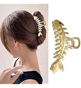 Metal Gold Fishbone Hair Clips Acrylic Large Hair Claw Cross Hairclip Elegant Fish Bone Headband ...