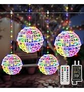 Ollny Christmas Lights Outdoor 4Pack 7.87inch, Multicolor 200 LED Ball Light with Plug in Remote,...
