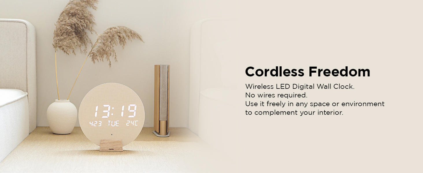 woodmoon wireless mini led digital wall clock desk clock cordless led clock