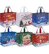 AhfuLife C Christmas Gift Bags, Christmas Tote Bags with Handles, Multifunctional Non-Woven Chris...