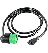 FRCVESNG Angled Green 9 Pin J1939 Male to 10 Pin Cable for PT30 ELD Logbook Compliant ECM w/DOT C...
