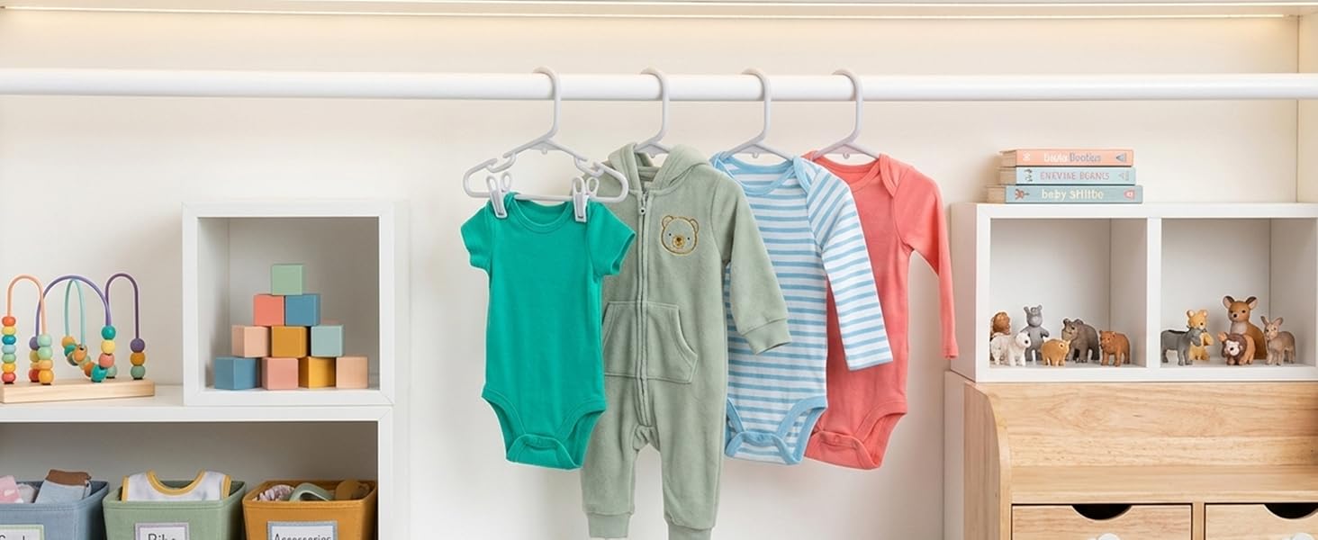 Honey-Can-Do Kids Clothes Hanger, Baby Clothes Hangers with Clips