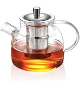 TMOST Glass Teapot with Removable Infuser, Stovetop Safe Tea Kettle blooming Loose Leaf Tea pot (...