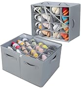 TOPIA HOME Shoe Organizer for Closet 2 Pack, Foldable Shoe Box with Adjustable Dividers and Clear...