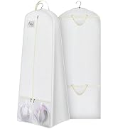 KIMBORA 72” Wedding Dress Garment Bag with 15” Gusset Bridal Dress Bags for Gowns Long Storage an...