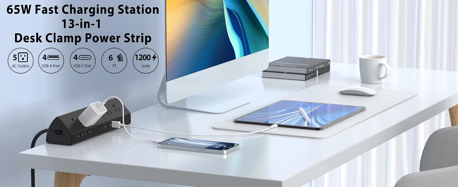 Desk Clamp Power Strip