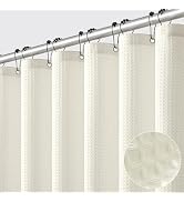 MIULEE Stall Fabric Stand Up Shower Bath Curtain with 6 Metal Hooks Small Waffle Weave Heavy Duty...