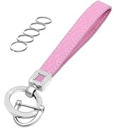 OHKYOOT Microfiber Leather Wristlet Keychain,Wrist Keychain Car Key Chain with 5 Key Ring and Ant...