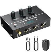 Mini Audio Mixer, 2 Channel Stereo Line Mixer 1/4" & 1/8" TSR Audio Output Input Jack, Line Mixer...