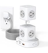 Tower Power Strip Flat Plug with 9 Outlets 3 USB (2 USB C), JcBlaon Surge Protector Power Strip T...