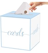 CaliLain Light Blue Card Box for Party, Box for Cards with Blue Edge, Ballot Raffle Boxes for Bab...