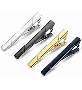 Roctee 4Pcs Tie Clips For Skinny Ties, Men's Tie Bars Set For Regular Ties, Premium Necktie Acces...