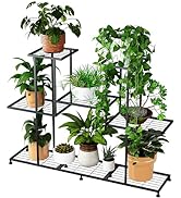 Plant Stand Indoor Outdoor, Multifunctional Plant Stands, 4 Tiers 12 Pot Large Rack Metal Holder ...