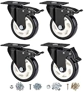CLOATFET Heavy Duty Locking Caster Wheels with Brake, Non-Marking Swivel Casters Set for Cart & F...