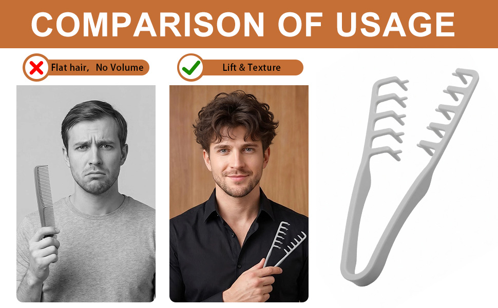 Texture comb for men textured hair lift and volume