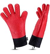 Comsmart BBQ Gloves, Heat Resistant Silicone Grilling Gloves, Long Waterproof BBQ Kitchen Oven Mi...