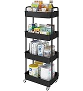 Laiensia 4-Tier Rolling Cart with Wheels,Multifunction Utility Storage carts, Kitchen Storage Org...