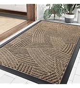Smiry Front Door Mat Indoor Outdoor Entrance, Heavy Duty Natural Rubber Mat, Sturdy Trap Dirt and...