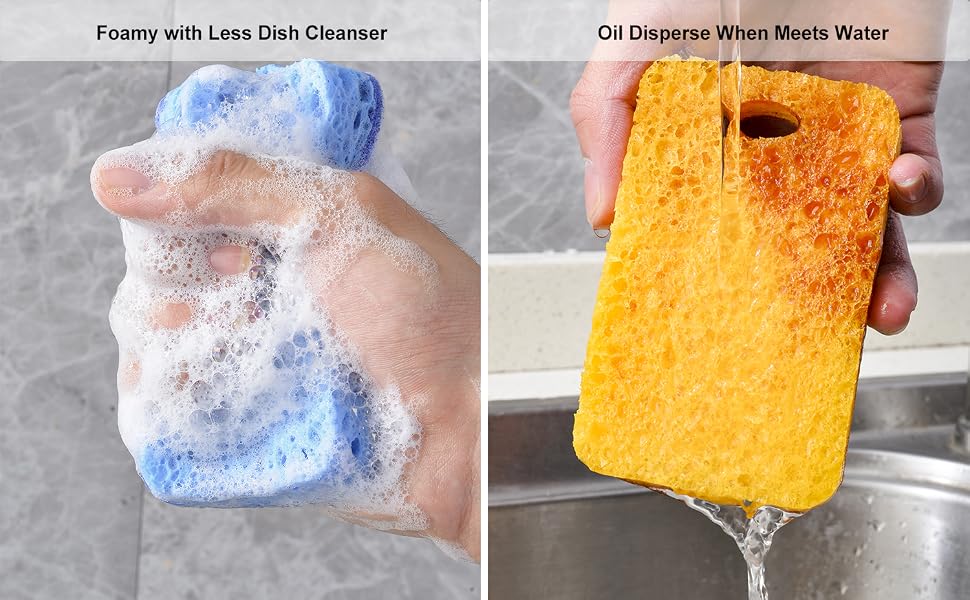 Compressed Cellulose Sponges Non-Scratch Natural Sponge Cleaning Scrub Sponge