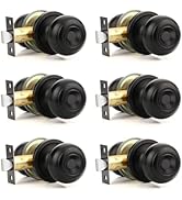 Brotima Matte Black Passage Door Knobs Keyless Round Door Knob Closet Door Knobs Interior Non-Loc...