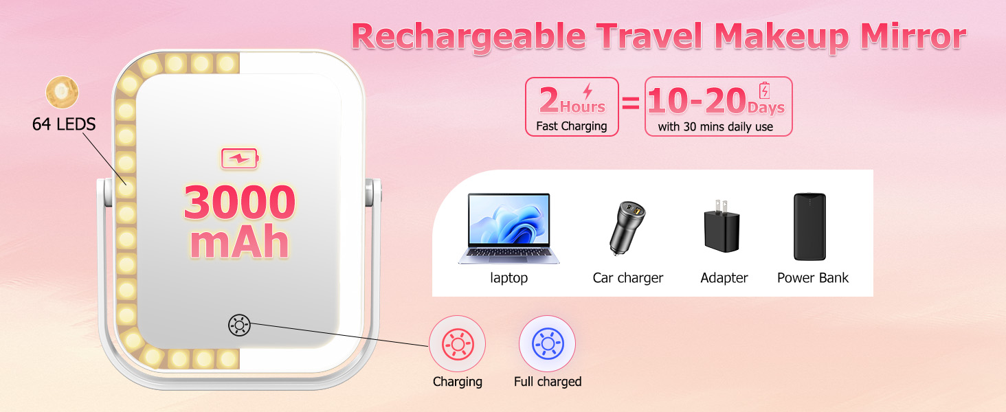 rechargeable travel mirror