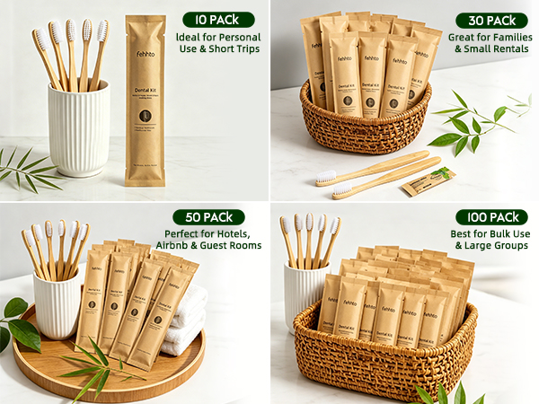 Bamboo Toothbrushes Kit Bulk
