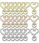 36Pcs Heart-Shaped Swivel Snap Hook,Metal Spring Snap Keychain Colored Heart Clips Keychain Hook ...