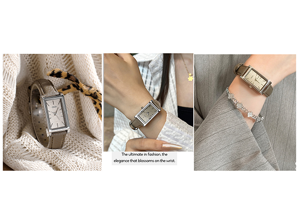 Vintage Women's Rectangle Wristwatch Classic Ladies Analog Quartz Watch