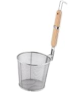 Bothyi Stainless Steel Pasta Strainer,Kitchen Mesh Strainer with Wood Handle,Frying Food Basket f...